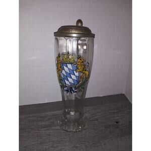 10" Vintage German Lidded Glass Stein